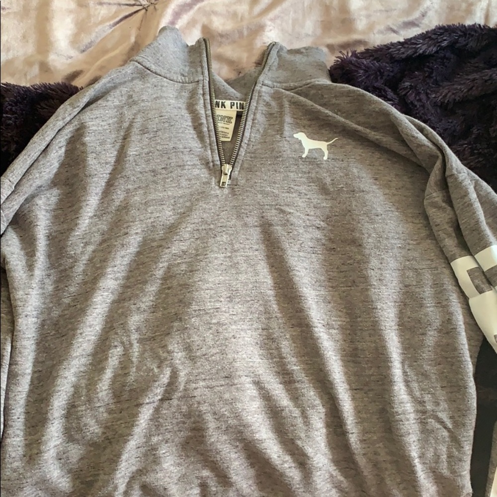 quarter zip pink sweater